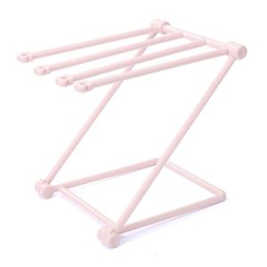 Foldable Rag Storage Rack Kitchen Countertop Dishcloth Hanging Rack Cup Drainer Holder (Pink)