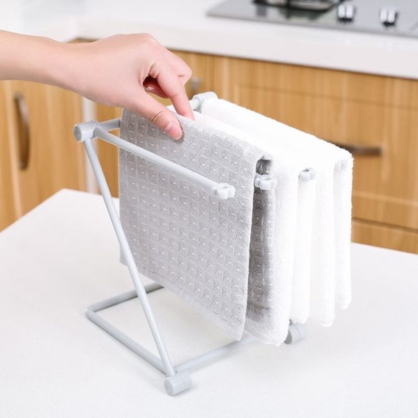 Foldable Rag Storage Rack Kitchen Countertop Dishcloth Hanging Rack Cup Drainer Holder (Pink) - Image 2