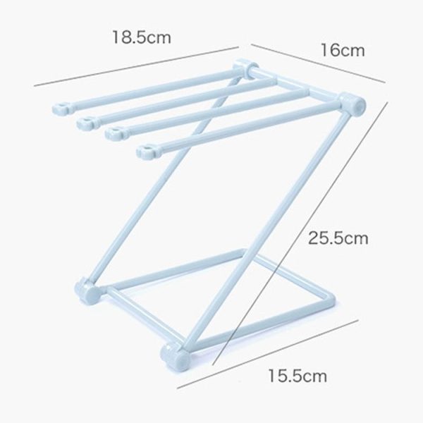 Foldable Rag Storage Rack Kitchen Countertop Dishcloth Hanging Rack Cup Drainer Holder (Pink) - Image 4
