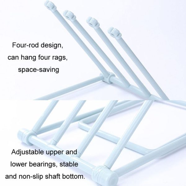 Foldable Rag Storage Rack Kitchen Countertop Dishcloth Hanging Rack Cup Drainer Holder (Pink) - Image 5
