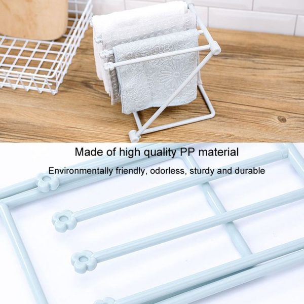 Foldable Rag Storage Rack Kitchen Countertop Dishcloth Hanging Rack Cup Drainer Holder (Pink) - Image 6