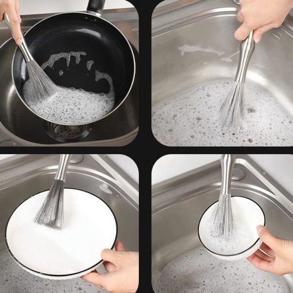 304 Thickened Lengthened Steel Wire Pot Brush Stainless Steel Cleaning Brush For Kitchen (With Hook) - Image 11