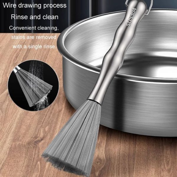 304 Thickened Lengthened Steel Wire Pot Brush Stainless Steel Cleaning Brush For Kitchen (With Hook) - Image 4