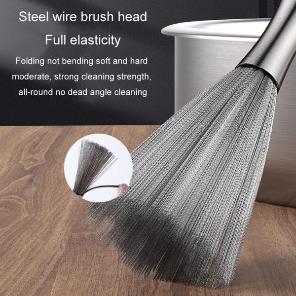 304 Thickened Lengthened Steel Wire Pot Brush Stainless Steel Cleaning Brush For Kitchen (With Hook) - Image 5