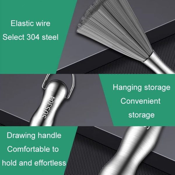 304 Thickened Lengthened Steel Wire Pot Brush Stainless Steel Cleaning Brush For Kitchen (With Hook) - Image 6