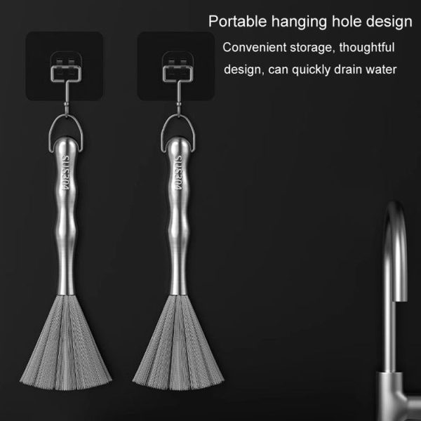 304 Thickened Lengthened Steel Wire Pot Brush Stainless Steel Cleaning Brush For Kitchen (With Hook) - Image 9