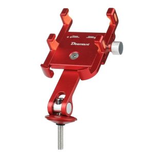 DEEMOUNT BG093B Road Bicycle Cell Phone Bracket 6 Claw Aluminum Handlebar Cover Fixed Navigation Holder (Red)