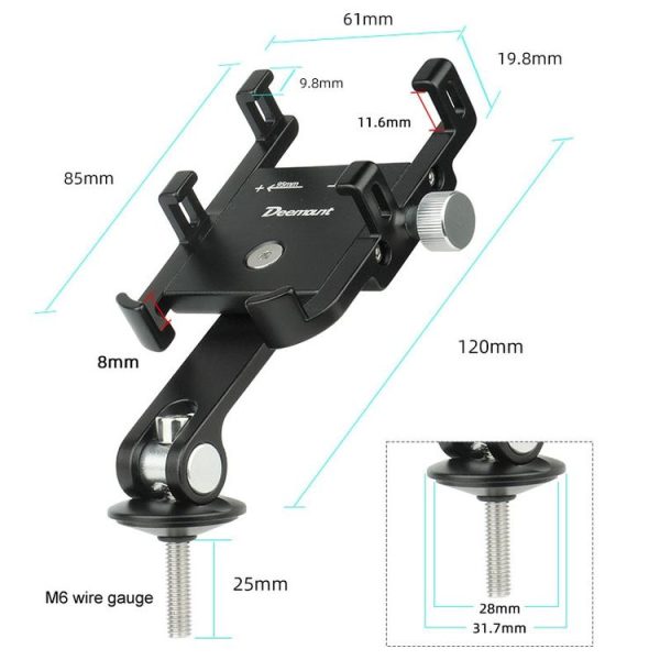 DEEMOUNT BG093B Road Bicycle Cell Phone Bracket 6 Claw Aluminum Handlebar Cover Fixed Navigation Holder (Red) - Image 4