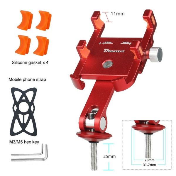 DEEMOUNT BG093B Road Bicycle Cell Phone Bracket 6 Claw Aluminum Handlebar Cover Fixed Navigation Holder (Red) - Image 5