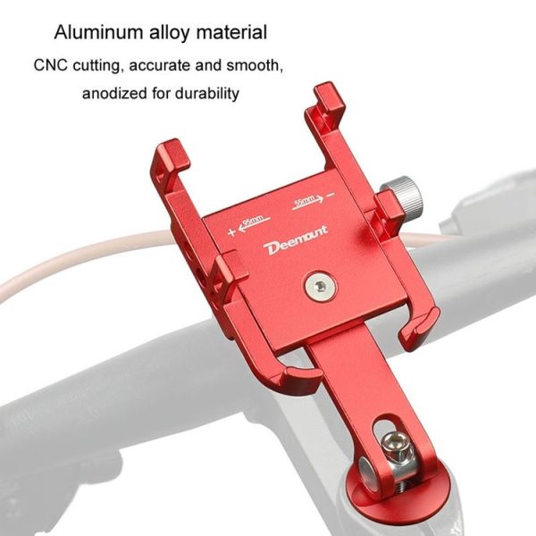 DEEMOUNT BG093B Road Bicycle Cell Phone Bracket 6 Claw Aluminum Handlebar Cover Fixed Navigation Holder (Red) - Image 6