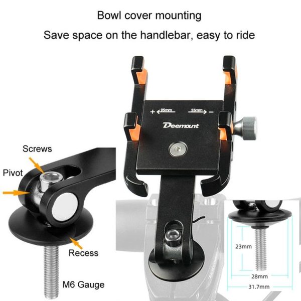 DEEMOUNT BG093B Road Bicycle Cell Phone Bracket 6 Claw Aluminum Handlebar Cover Fixed Navigation Holder (Red) - Image 8