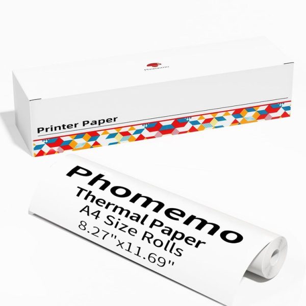 Phomemo 1 Roll A4 Thermal Paper Use With M08F Printer Holder For M832 / M833 / M834 / M835 / P831 / Q302 Printer
