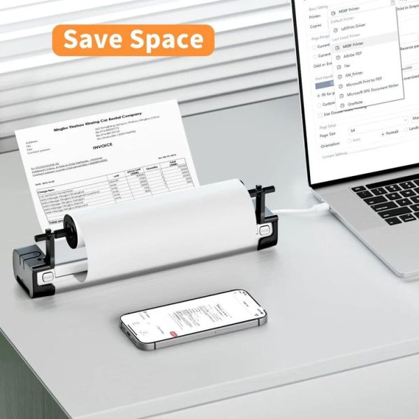 Phomemo 1 Roll A4 Thermal Paper Use With M08F Printer Holder For M832 / M833 / M834 / M835 / P831 / Q302 Printer - Image 2