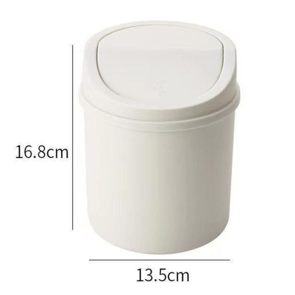 Mini Flip Lid Desktop Trash Can Student Dormitory Living Room Cute Storage Bucket (White) - Image 4
