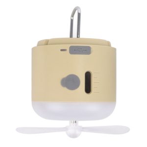 Outdoor Camping Tent Hanging Ambient Light Magnetic Spray Humidification Fan (Khaki)