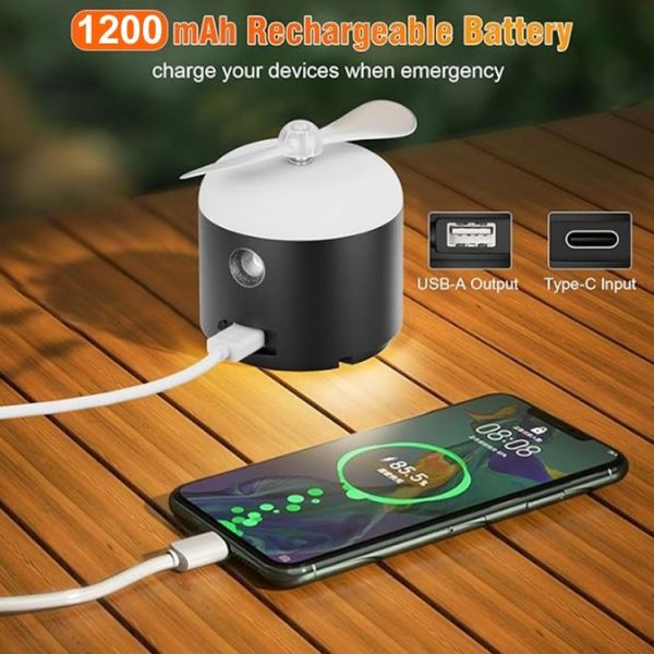 Outdoor Camping Tent Hanging Ambient Light Magnetic Spray Humidification Fan (Khaki) - Image 9