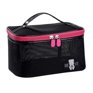 BeiLian Tote Mesh Large Capacity Travel Storage Bag Beach Quick Dry Toiletries Bag (Black)