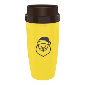 Twizz Cup Without Lid Leak Proof Travel Mug With Straw, Style: Yellow Santa Claus
