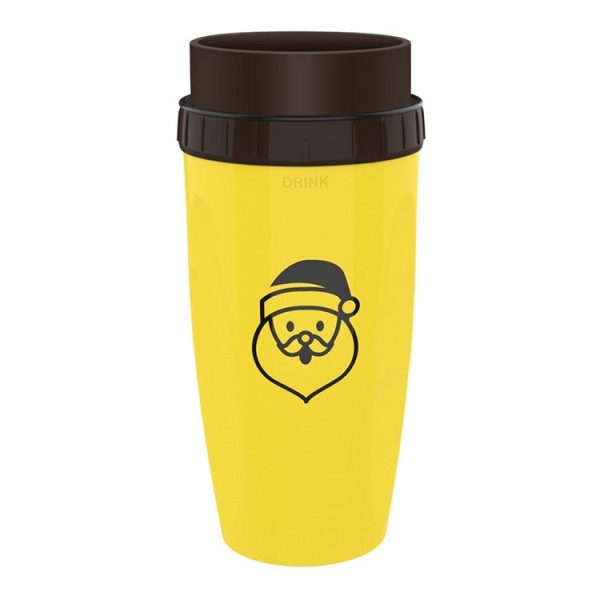 Twizz Cup Without Lid Leak Proof Travel Mug With Straw, Style: Yellow Santa Claus