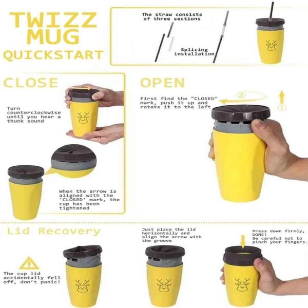 Twizz Cup Without Lid Leak Proof Travel Mug With Straw, Style: Yellow Santa Claus - Image 7