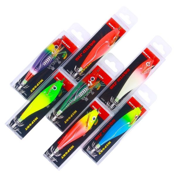 7colors / Set HENGJIA SJ051 Luminous Wooden Shrimp Dummy Bait Squid Hook Hard Bait, Size: 9.5cm 10g - Image 6