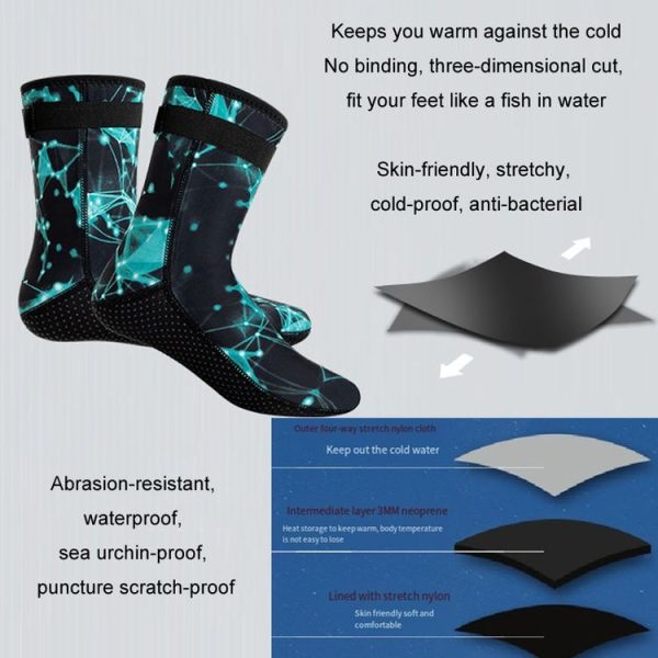 3mm Waterproof Long Beach Diving Socks Warm Non-slip Snorkeling Socks, Size: XS (Black) - Image 7
