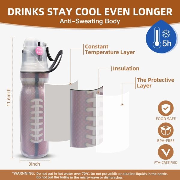 470ml Summer Outdoor Sports Training Spray Cooling Water Cup, Color: Dream Purple 3-layers - Image 4