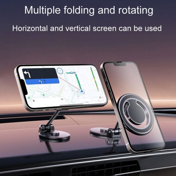 D33 Magnetic Folding Car Phone Holder Rotatable Dashboard Stick-On Navigation Stand - Image 8