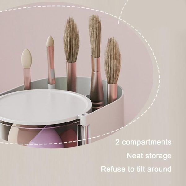 Desktop Powder Puff Storage Box Dust-proof Rotating Makeup Brush Storage Bucket, Color: A Model - Image 5