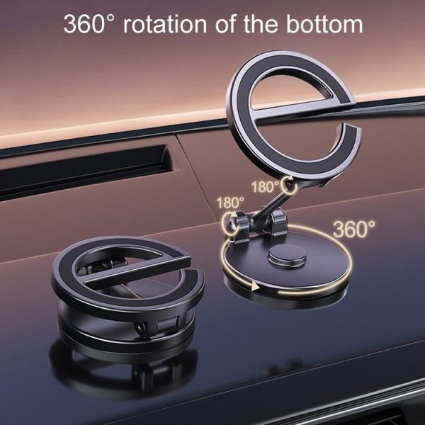 D38 Letter E Magnetic Folding Car Phone Holder Rotatable Dashboard Stick-On Navigation Stand - Image 6