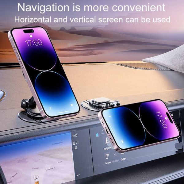 D50-1 Magnetic Folding Car Phone Holder Rotatable Dashboard Stick-On Navigation Stand - Image 10