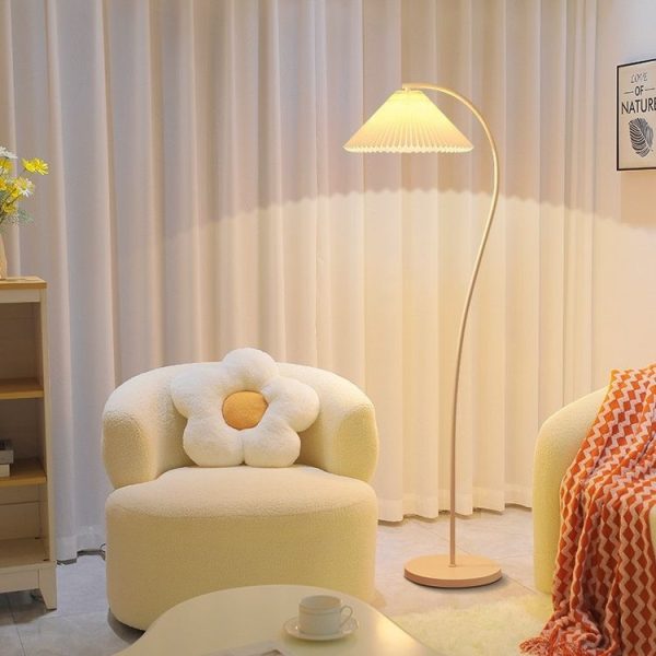 Table Lamp Shade Pleated KD Bedside Fabric Woven Lampshade Bedroom Floor Lamp Housing (Apricot) - Image 11