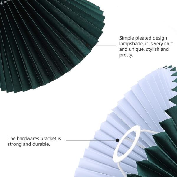 Table Lamp Shade Pleated KD Bedside Fabric Woven Lampshade Bedroom Floor Lamp Housing (Apricot) - Image 5