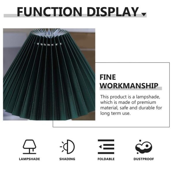 Table Lamp Shade Pleated KD Bedside Fabric Woven Lampshade Bedroom Floor Lamp Housing (Apricot) - Image 6