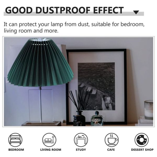 Table Lamp Shade Pleated KD Bedside Fabric Woven Lampshade Bedroom Floor Lamp Housing (Apricot) - Image 7