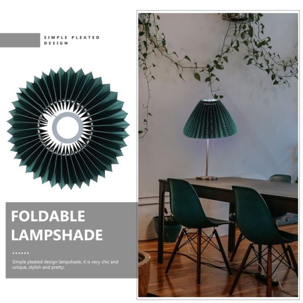 Table Lamp Shade Pleated KD Bedside Fabric Woven Lampshade Bedroom Floor Lamp Housing (Apricot) - Image 8