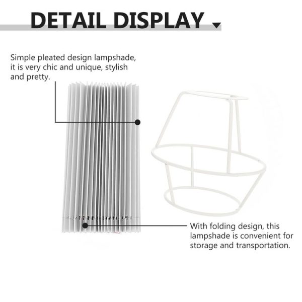 Table Lamp Shade Pleated KD Bedside Fabric Woven Lampshade Bedroom Floor Lamp Housing (Apricot) - Image 9