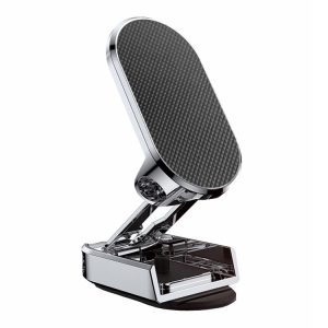 D11 Magnetic Folding Car Phone Holder Rotatable Dashboard Stick-On Navigation Stand (Silver Frosted)