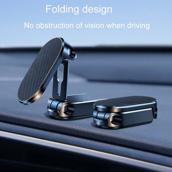 D11 Magnetic Folding Car Phone Holder Rotatable Dashboard Stick-On Navigation Stand (Silver Frosted) - Image 3