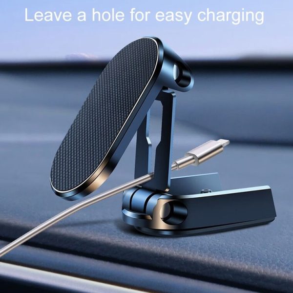 D11 Magnetic Folding Car Phone Holder Rotatable Dashboard Stick-On Navigation Stand (Silver Frosted) - Image 5