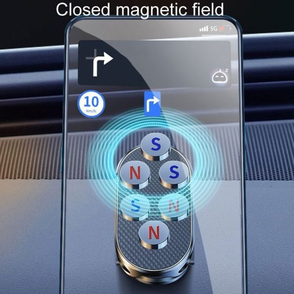 D11 Magnetic Folding Car Phone Holder Rotatable Dashboard Stick-On Navigation Stand (Silver Frosted) - Image 7