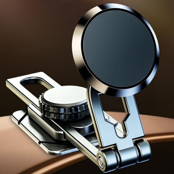 D31 Foldable Suspension Car Phone Holder Magnetic Slide Type Metal Navigation Stand - Image 2
