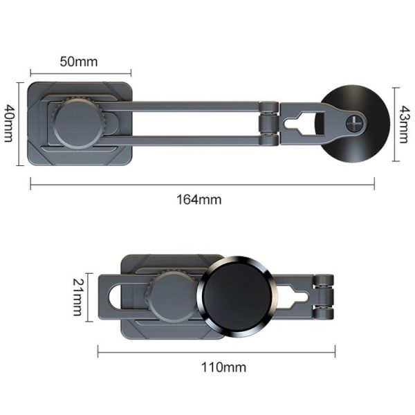 D31 Foldable Suspension Car Phone Holder Magnetic Slide Type Metal Navigation Stand - Image 3