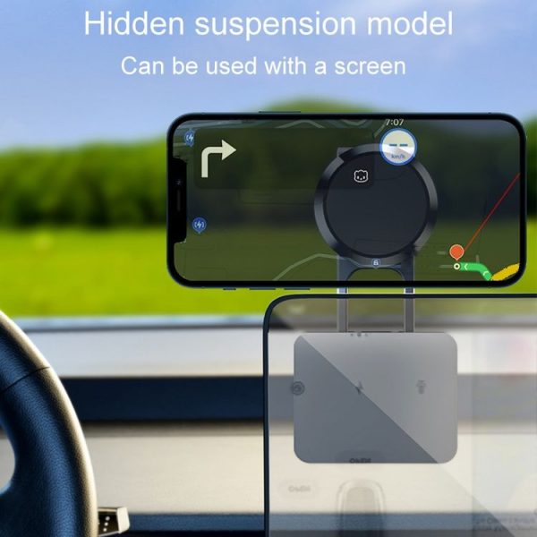 D31 Foldable Suspension Car Phone Holder Magnetic Slide Type Metal Navigation Stand - Image 9