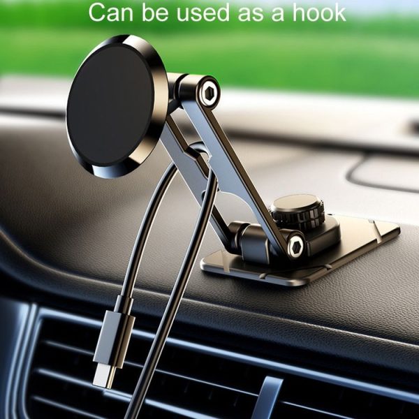 D30 Foldable Suspension Car Phone Holder Magnetic Adhesive Type Metal Navigation Stand - Image 7