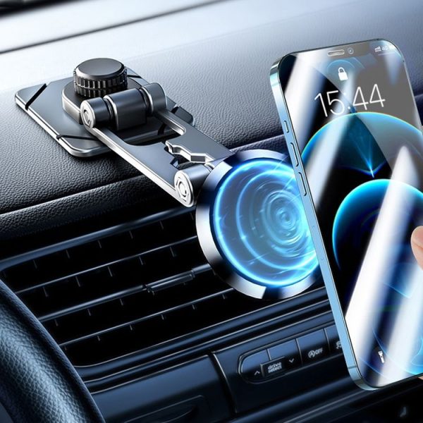 D30 Foldable Suspension Car Phone Holder Magnetic Adhesive Type Metal Navigation Stand - Image 9