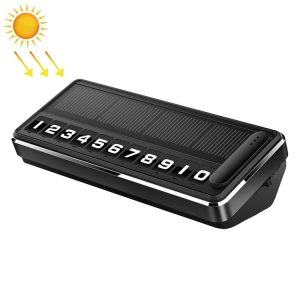 Car Temporary Parking License Plate Solar Rechargeable Luminous Parking Card (Black)