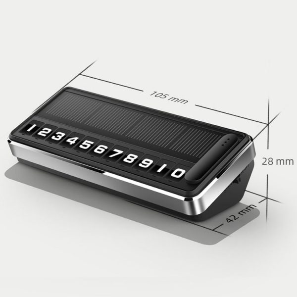 Car Temporary Parking License Plate Solar Rechargeable Luminous Parking Card (Black) - Image 3