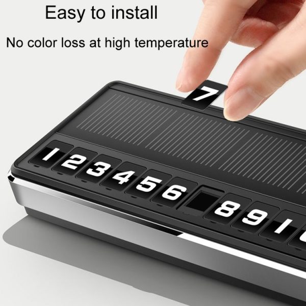 Car Temporary Parking License Plate Solar Rechargeable Luminous Parking Card (Black) - Image 4