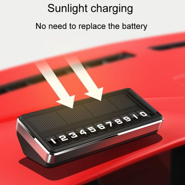 Car Temporary Parking License Plate Solar Rechargeable Luminous Parking Card (Black) - Image 7